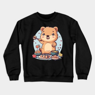 Kawaii Quokka eating sushi Crewneck Sweatshirt